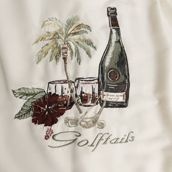Weekender Limited Edition Embroidered Golftails Camp Shirt Mens Large Cream - Picture 1 of 16